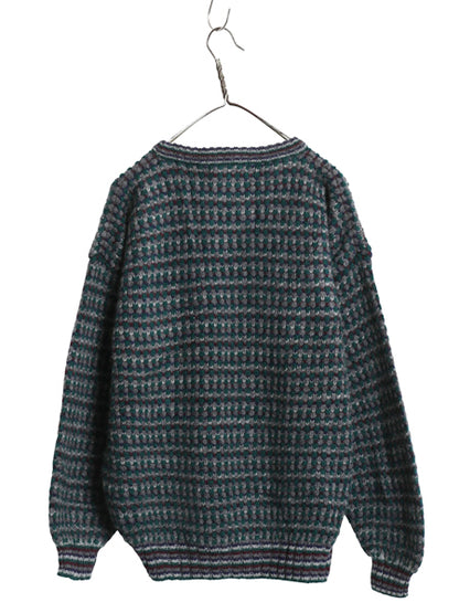 90s エディーバウアー デザイン ニット セーター メンズ L オールド 黒タグ シェットランド ウール ヘビーウェイト マルチカラー シンプル