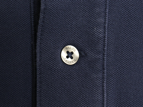 ポロ ラルフローレン 鹿の子 半袖 ポロシャツ メンズ L 古着 半袖シャツ ワンポイント カットソー  シンプル トップス ゆったり ネイビー