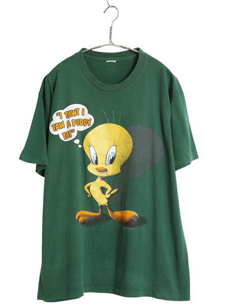 90s ワーナー トゥイーティー プリント Tシャツ メンズ レディース L 程 オールド キャラクター イラスト ヘビーウェイト シングルステッチ