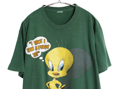 90s ワーナー トゥイーティー プリント Tシャツ メンズ レディース L 程 オールド キャラクター イラスト ヘビーウェイト シングルステッチ