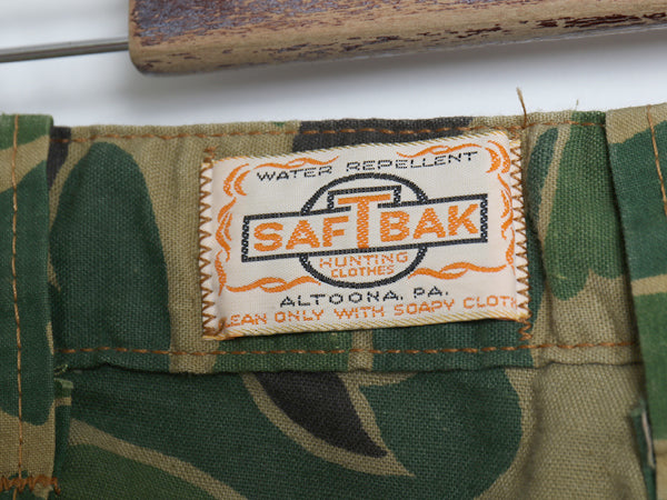 70s SAFTBAK ダックハンターカモ ハンティング パンツ メンズ 33 30 ヴィンテージ アウトドア 薄手 コットン ストレート ノータック 迷彩柄