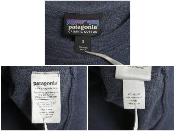 パタゴニア クルーネック スウェット レディース S 古着 20年製 アウトドア トレーナー カットソー ストレッチ ワンポイント ロンT 薄手 紺