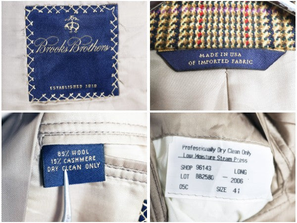 デッドストック USA製 ブルックスブラザーズ テーラード ジャケット メンズ L 程/ 新品 ウール カシミヤ ブレザー チェック マルチカラー