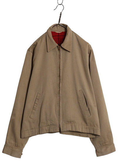 50s ★ ギャバジン ジャケット メンズ L 程/ ヴィンテージ 無地 コットン ギャバジャン フルジップ スポーツ スポジャケ ライナー付 TALON
