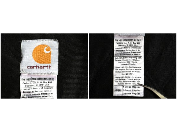 US企画 カーハート アクティブ ジャケット メンズ XL 古着 ダック フード パーカー 中綿 キルティング ライナー ブルゾン 大きいサイズ 茶