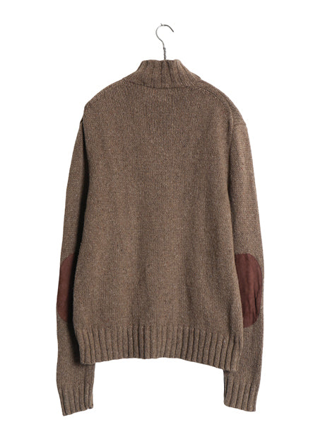 00s ポロ ラルフローレン ハーフジップ ニット セーター メンズ M / オールド コットン ヘンプ ネップ ハイネック リブ編み エルボーパッチ