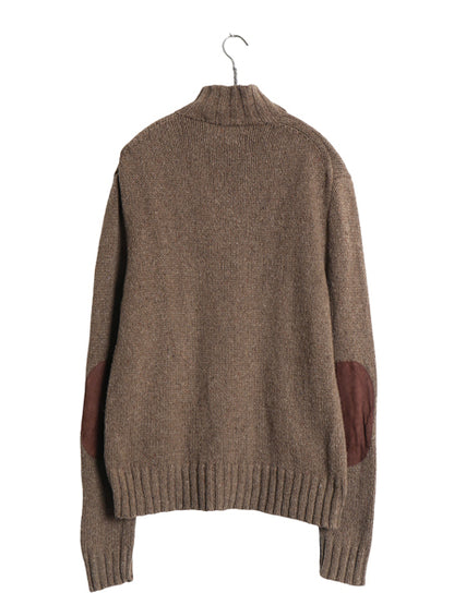 00s ポロ ラルフローレン ハーフジップ ニット セーター メンズ M / オールド コットン ヘンプ ネップ ハイネック リブ編み エルボーパッチ