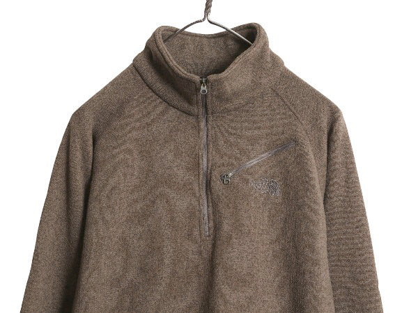 ノースフェイス セーター フリース ハーフジップ メンズ M 古着 アウトドア 裏起毛 プルオーバー ジャケット ブルゾン ハイネック ブラウン