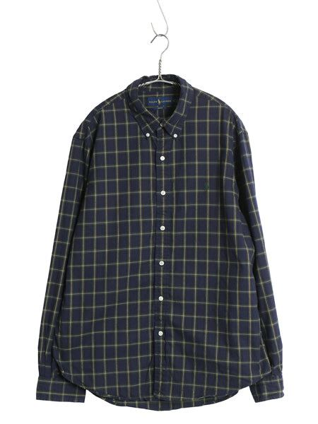 ラルフローレン チェック 長袖 ボタンダウン シャツ メンズ XL ポロ SLIMFIT オックスフォード コットン 大きいサイズ ポニー ワンポイント