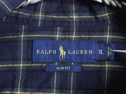 ラルフローレン チェック 長袖 ボタンダウン シャツ メンズ XL ポロ SLIMFIT オックスフォード コットン 大きいサイズ ポニー ワンポイント