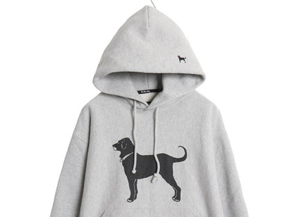 00s The Black Dog ドッグ プリント スウェット フード パーカー メンズ レディース XS オールド ヘビーウェイト 裏起毛 トレーナー グレー