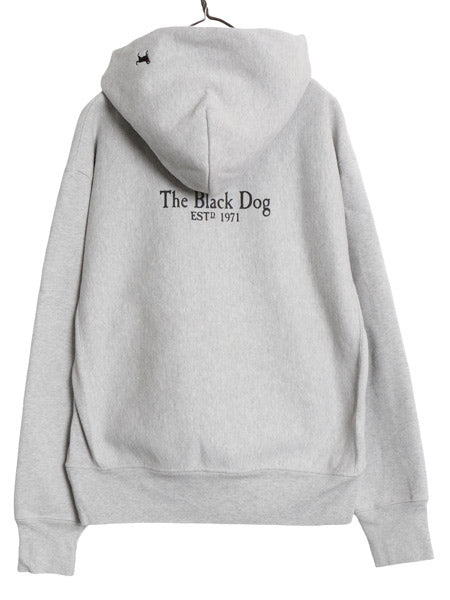 00s The Black Dog ドッグ プリント スウェット フード パーカー メンズ レディース XS オールド ヘビーウェイト 裏起毛 トレーナー グレー