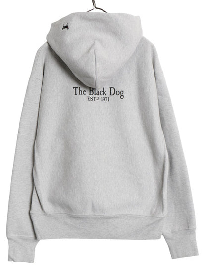 00s The Black Dog ドッグ プリント スウェット フード パーカー メンズ レディース XS オールド ヘビーウェイト 裏起毛 トレーナー グレー