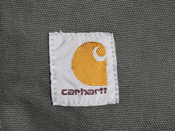 US企画 カーハート ダック パーカー ベスト メンズ L 古着 103837 裏 フリース フード フルジップ ワーク 星条旗 企業 重ね着 ワンポイント