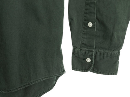 90s ラルフローレン 長袖 ボタンダウン シャツ メンズ L / オールド ポロ 長袖シャツ ワンポイント コットン チノ シンプル ワイシャツ 緑