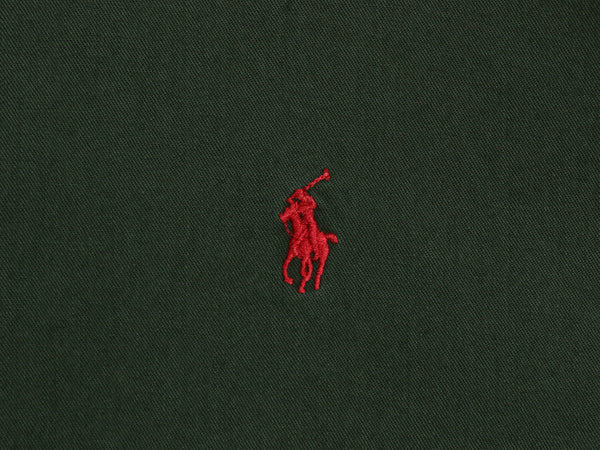 90s ラルフローレン 長袖 ボタンダウン シャツ メンズ L / オールド ポロ 長袖シャツ ワンポイント コットン チノ シンプル ワイシャツ 緑