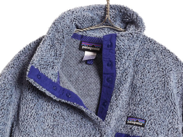 パタゴニア リツール スナップT プルオーバー ジャケット レディース L 古着 14年製 フリース アウトドア ブルゾン ハイネック シンプル 青