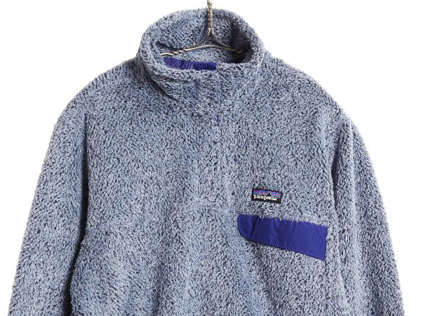 パタゴニア リツール スナップT プルオーバー ジャケット レディース L 古着 14年製 フリース アウトドア ブルゾン ハイネック シンプル 青
