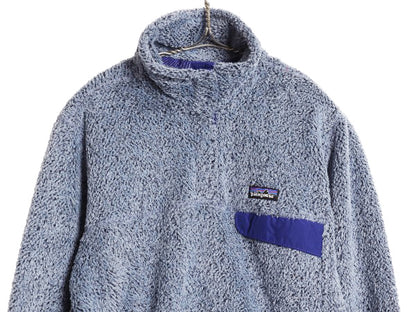 パタゴニア リツール スナップT プルオーバー ジャケット レディース L 古着 14年製 フリース アウトドア ブルゾン ハイネック シンプル 青