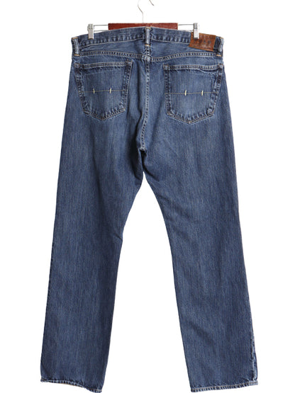 ポロ ラルフローレン デニム パンツ メンズ 36 34 / ヴィンテージ モデル ジーンズ ジーパン ストレート 革パッチ 濃紺 ボトムス 5ポケット
