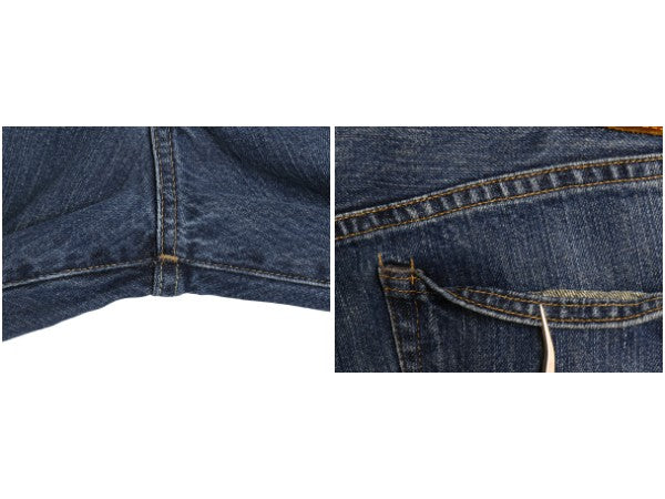 ポロ ラルフローレン デニム パンツ メンズ 36 34 / ヴィンテージ モデル ジーンズ ジーパン ストレート 革パッチ 濃紺 ボトムス 5ポケット