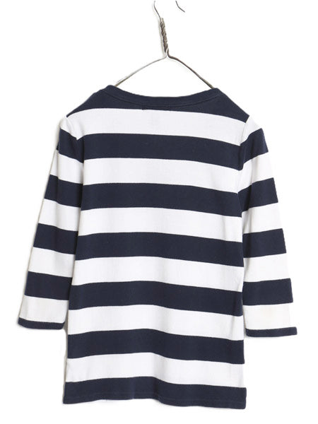 00s ローレン ラルフローレン Vネック ボーダー 長袖 Tシャツ レディース M オールド ７分袖 ロンT コットン ストレッチ リブ編み きれいめ