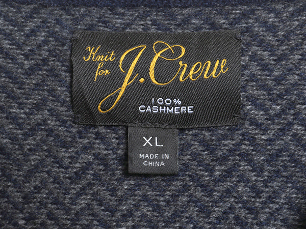 ジェイクルー クルーネック ニット セーター メンズ XL 古着 100% カシミヤ ヘリンボーン 大きいサイズ シンプル きれいめ ハイゲージ 薄手