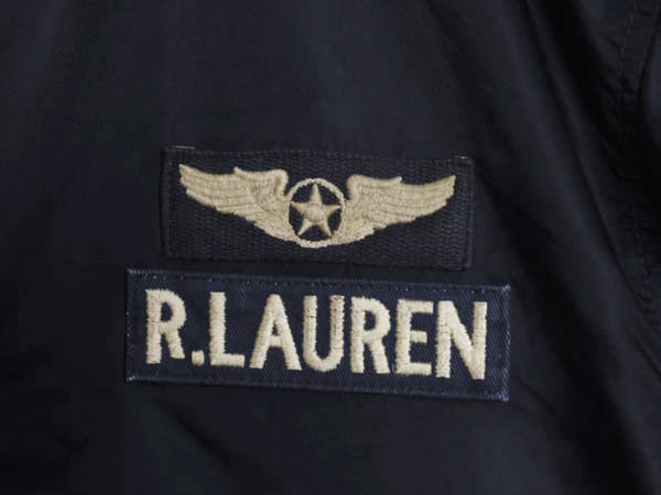 ポロ ラルフローレン MA-1 タイプ フライト ジャケット メンズ L ナイロン サテン ミリタリー エアフォース フルジップ ブルゾン ボンバー