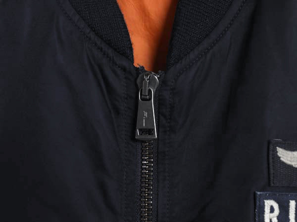 ポロ ラルフローレン MA-1 タイプ フライト ジャケット メンズ L ナイロン サテン ミリタリー エアフォース フルジップ ブルゾン ボンバー