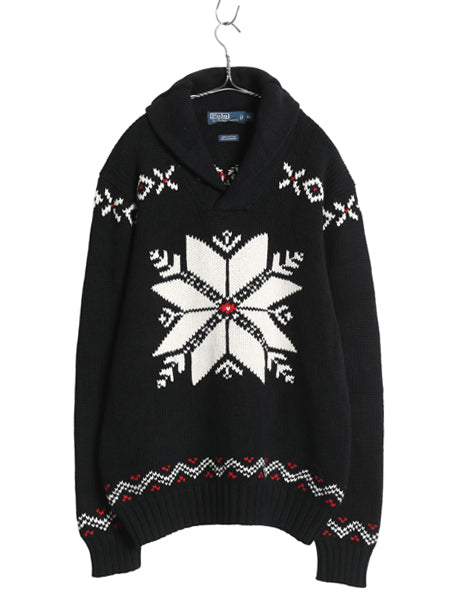 90s ポロ ラルフローレン ノルディック ニット セーター メンズ XL オールド ショールカラー コットン カシミヤ プルオーバー 大きいサイズ