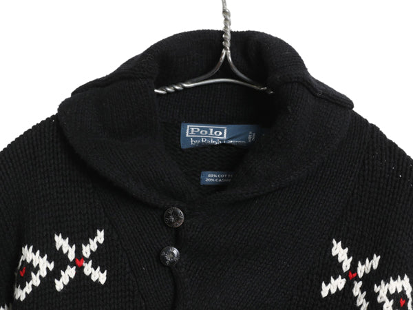 90s ポロ ラルフローレン ノルディック ニット セーター メンズ XL オールド ショールカラー コットン カシミヤ プルオーバー 大きいサイズ