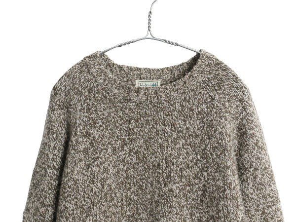 00s エルエルビーン ニット セーター メンズ L 程/ オールド アウトドア ウール 長袖ニット クルーネック 無地 ミドルゲージ マルチカラー