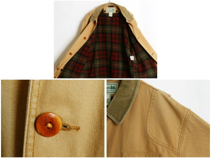 00s エルエルビーン ダック ハンティング ジャケット メンズ L / オールド アウトドア カバーオール ハーフコート 脱着 ライナー付き 茶