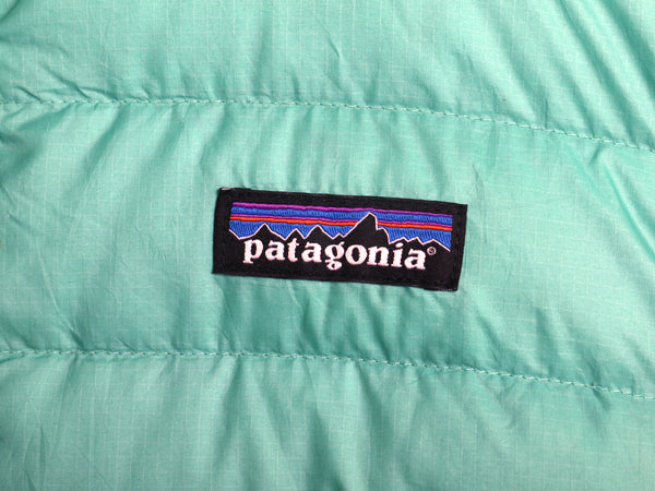 パタゴニア ダウン セーター ジャケット レディース М / 15年製 ナイロン フルジップ 800フィル アウトドア パッカブル ブルゾン グリーン