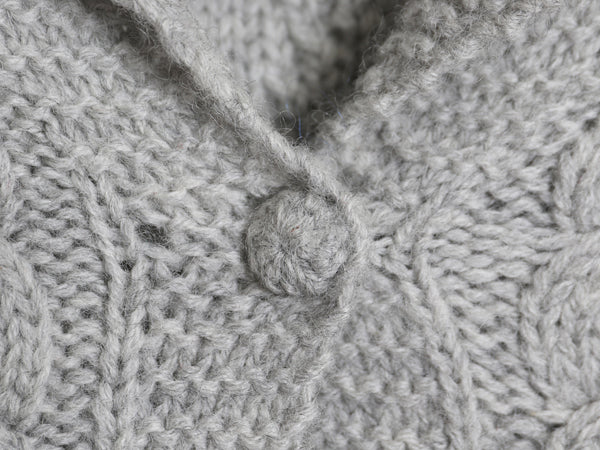 80s エルエルビーン ショールカラー ポップコーン ニット カーディガン レディース M ヴィンテージ 前開き 羽織り ウール セーター グレー