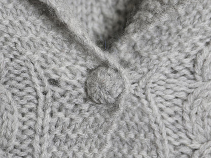 80s エルエルビーン ショールカラー ポップコーン ニット カーディガン レディース M ヴィンテージ 前開き 羽織り ウール セーター グレー