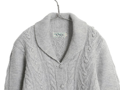 80s エルエルビーン ショールカラー ポップコーン ニット カーディガン レディース M ヴィンテージ 前開き 羽織り ウール セーター グレー