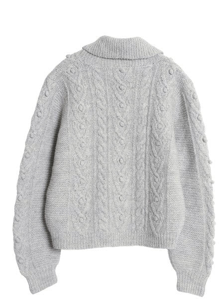 80s エルエルビーン ショールカラー ポップコーン ニット カーディガン レディース M ヴィンテージ 前開き 羽織り ウール セーター グレー