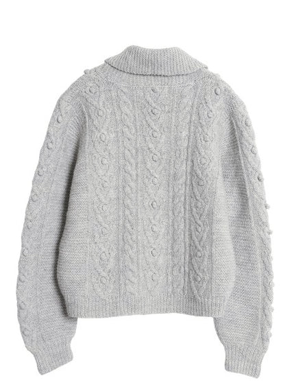 80s エルエルビーン ショールカラー ポップコーン ニット カーディガン レディース M ヴィンテージ 前開き 羽織り ウール セーター グレー