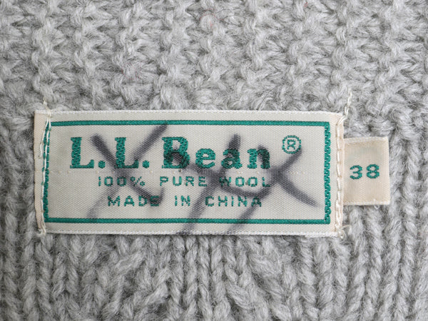 80s エルエルビーン ショールカラー ポップコーン ニット カーディガン レディース M ヴィンテージ 前開き 羽織り ウール セーター グレー