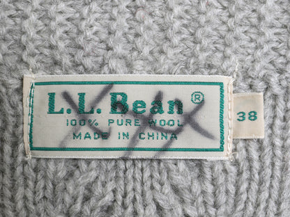 80s エルエルビーン ショールカラー ポップコーン ニット カーディガン レディース M ヴィンテージ 前開き 羽織り ウール セーター グレー