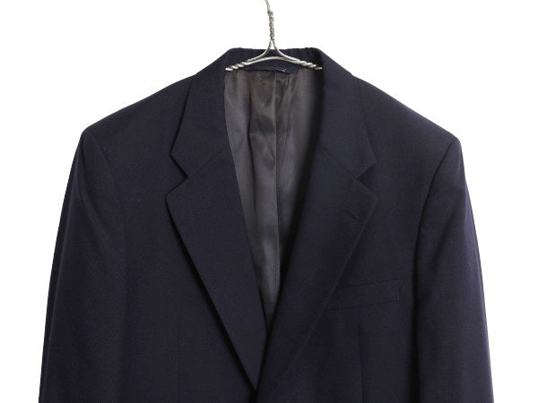 90s USA製 バーバリー プローサム テーラード ジャケット メンズ L 程 古着 旧タグ オールド ブレザー サマー ウール 紺ブレ 素材 きれいめ