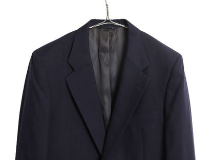 90s USA製 バーバリー プローサム テーラード ジャケット メンズ L 程 古着 旧タグ オールド ブレザー サマー ウール 紺ブレ 素材 きれいめ