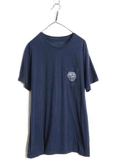 パタゴニア ポケット付き プリント 半袖 Tシャツ メンズ XL 18年製 アウトドア ポケT カットソー イラスト バックプリント 大きいサイズ 紺