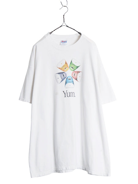 90s ★ アップル iMac Yum イラスト プリント Tシャツ メンズ XXL / オールド 企業物 当時物 コンピューター グラフィック 大きいサイズ 白
