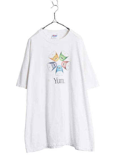 90s ★ アップル iMac Yum イラスト プリント Tシャツ メンズ XXL / オールド 企業物 当時物 コンピューター グラフィック 大きいサイズ 白