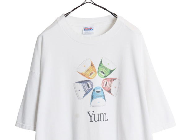 90s ★ アップル iMac Yum イラスト プリント Tシャツ メンズ XXL / オールド 企業物 当時物 コンピューター グラフィック 大きいサイズ 白