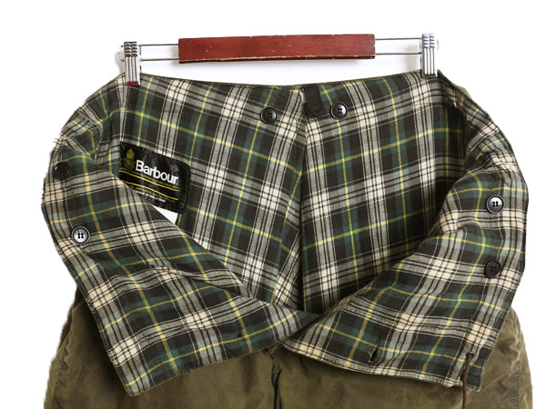 80s イギリス製 ★ バブアー オイルド オーバー パンツ メンズ L / 古着 ヴィンテージ Barbour 2ワラント コットン オリーブ ハンティング