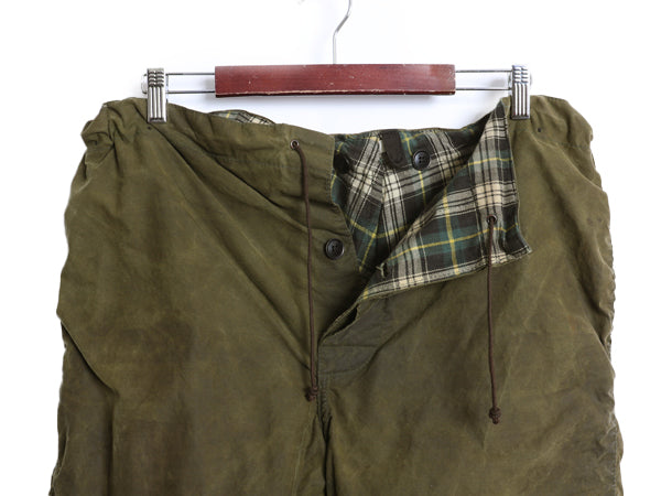 80s イギリス製 ★ バブアー オイルド オーバー パンツ メンズ L / 古着 ヴィンテージ Barbour 2ワラント コットン オリーブ ハンティング