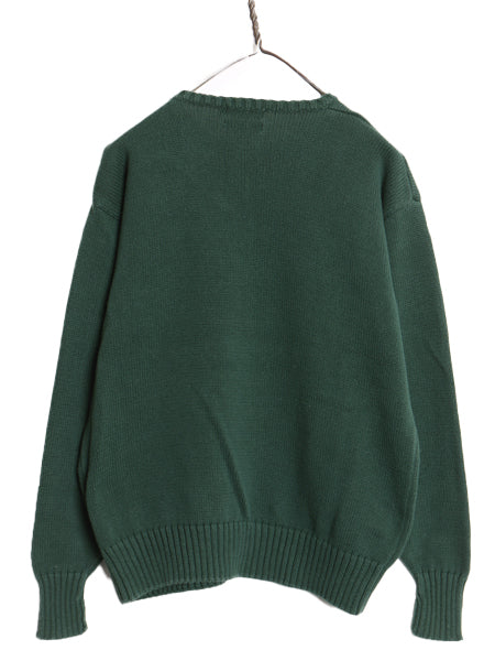90s ポロ ラルフローレン コットン ニット セーター キッズ XL メンズ S 程 古着 オールド 長袖ニット ワンポイント クルーネック シンプル